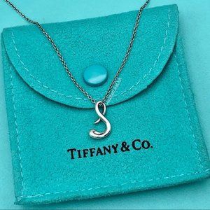 Elsa Peretti Tiffany & Co. Cursive Letter S Initial Charm Pendant 16â Necklace